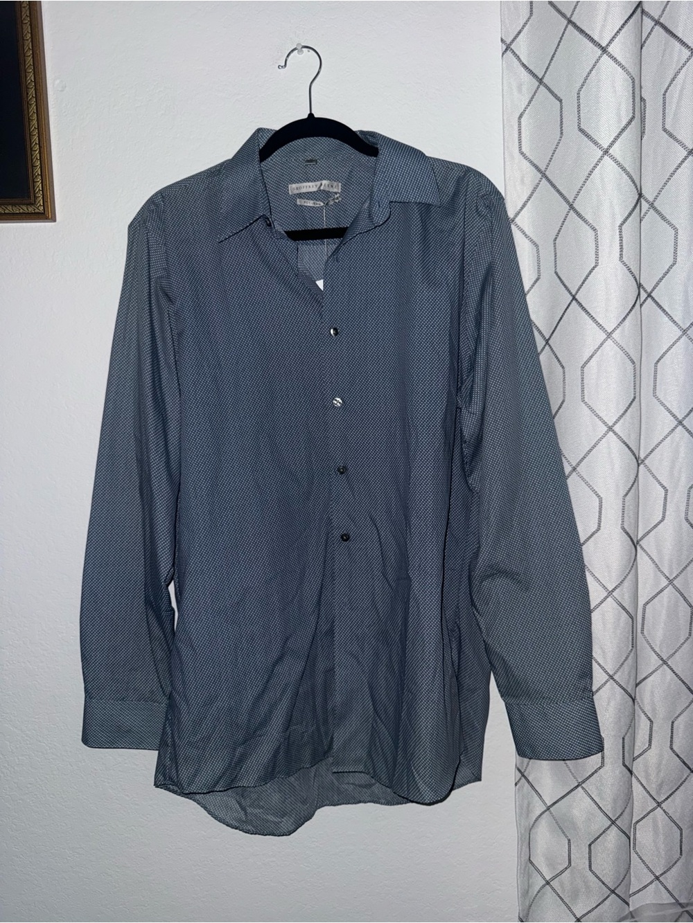 Geoffrey Beene Men's Blue-Gray Microprint Dress Shirt